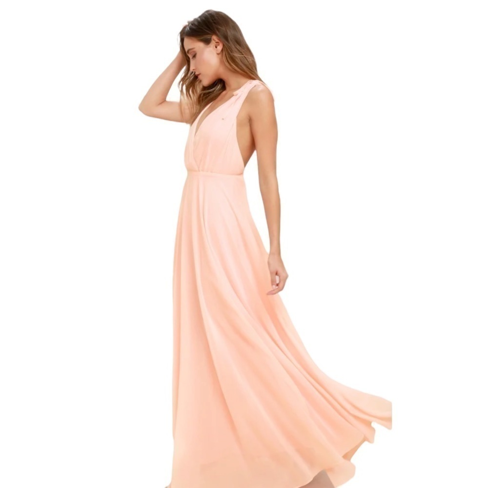 NWT Lulus Dance the Night Away Lovely Blush Pink Backless Maxi Dress Gown Large - Picture 3 of 16